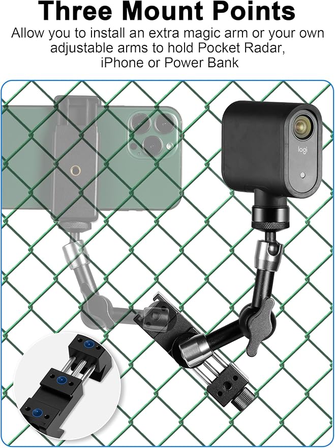 Selens Fence Mount Live Streaming Kit for Mevo Start,Gopro,Chain Link Fence Mount with Storage Bag for Gamechanger at Baseball,Softball Field