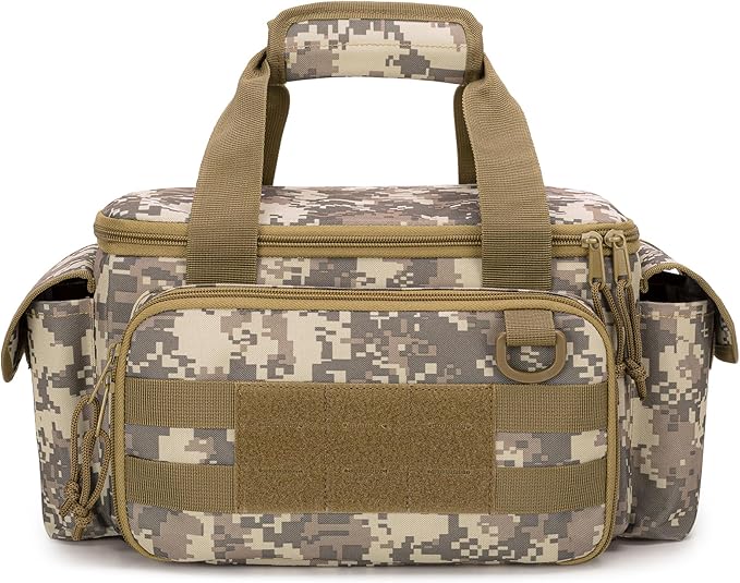 Small Tool Bag with Anti-friction and Thick Padded Bottom, Tool Storage Organizer for Men, Tactical Range Bag, Multi-functional Work Bag for Repairman, Electrician, Carpenters (Camo)