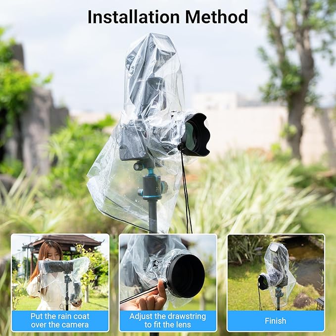 2 Pack Camera Rain Cover with Flash Clear Dust Proof Sleeve Protection for Canon EOS 4000D 1200D 90D 80D 77D 70D 5D 6D 7D Mark II R10 R7 R5 R6 Rp R Rebel T8i T7i T7 T6i SL3 SX70 SX60 HS