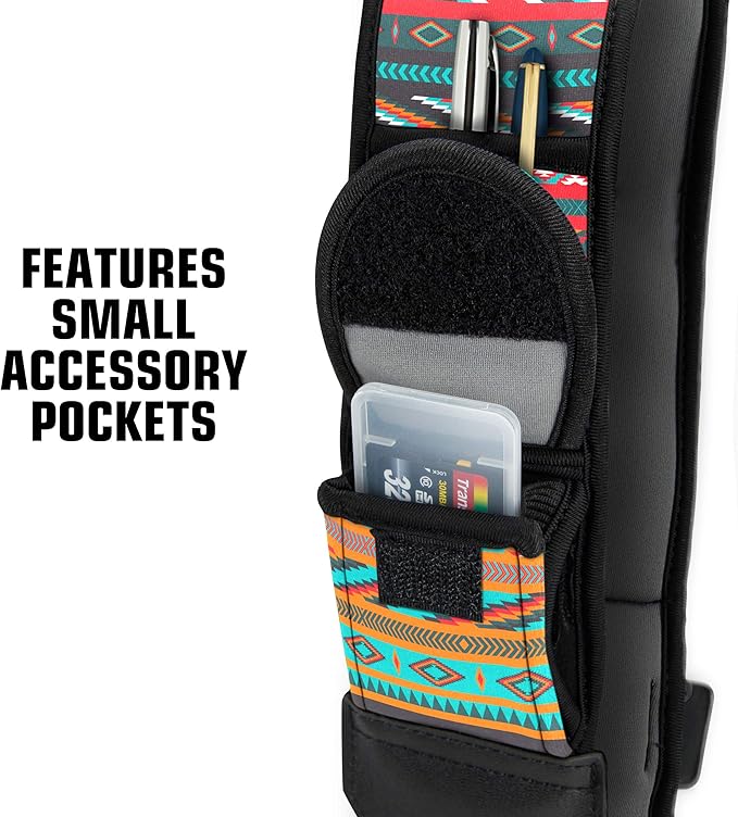 USA Gear Camera Sling Shoulder Strap - Adjustable Neoprene, Safety Tether, Accessory Pocket, DSLR Strap Quick Release - Compatible with Canon, Nikon, Sony and More DSLR Mirrorless Cameras (Southwest)