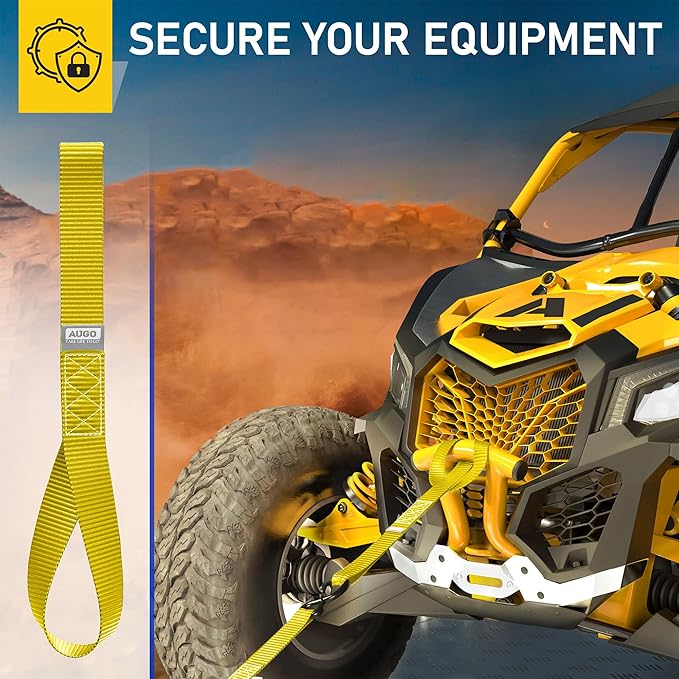 AUGO Heavy Duty Soft Loops –Pack of 6-1.5” x 17” Tie Down Anchor Straps for Use w/Ratchet Strap Hooks – 3000Lb Load Capacity & 10,000Lb Break Strength – Great for Motorcycle, Bike, Roof Rack, Etc.