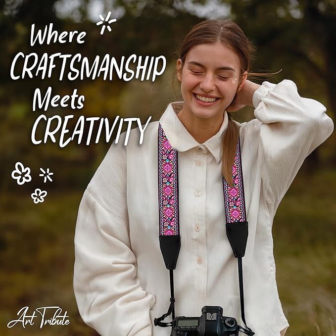 Art Tribute Camera Strap for All DSLR and Mirrorless Cameras. Add Your Name Or Initials Make It a Personalized Gift