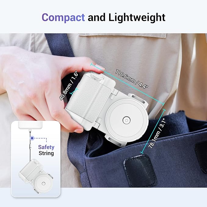 KIWIFOTOS Phone Camera Grip Smartphone Tripod Mount Handle Holder for iPhone 15 14 Pro Max S23 S22 Ultra with Bluetooth Shutter and Cold Shoe Adapter Selfie Vlog Video Shooting-White