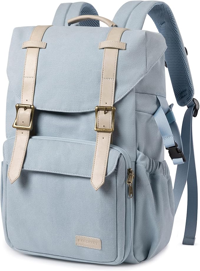 BAGSMART Camera Backpack, DSLR Camera Bag, Waterproof Camera Bag Backpack for Photographers, Fit up to 15" Laptop with Rain Cover and Tripod Holder, Light Blue