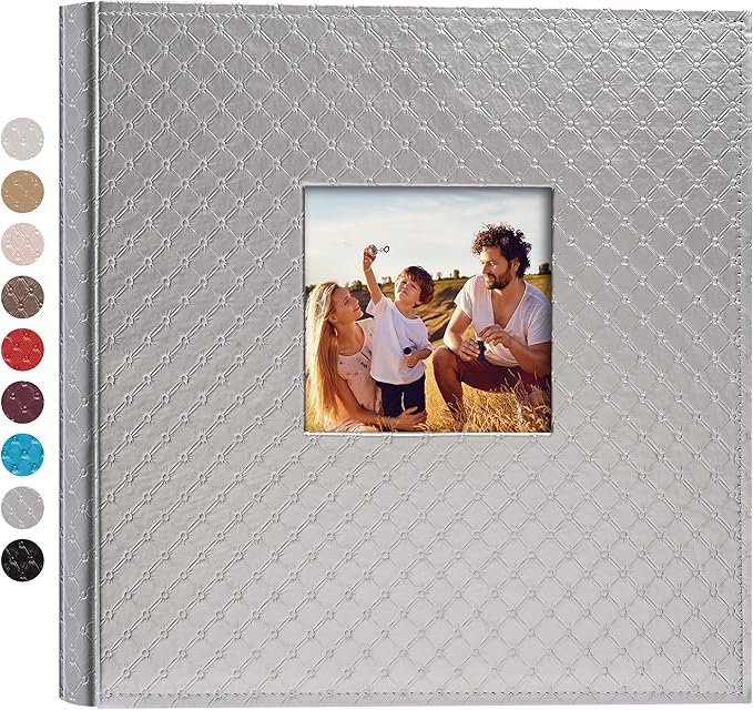 Mublalbum Leather Photo Album 4x6 600 Photos Large Capacity Picture Book with Horizontal and Vertical Pockets for Baby Wedding Anniversary and Family (Gray)