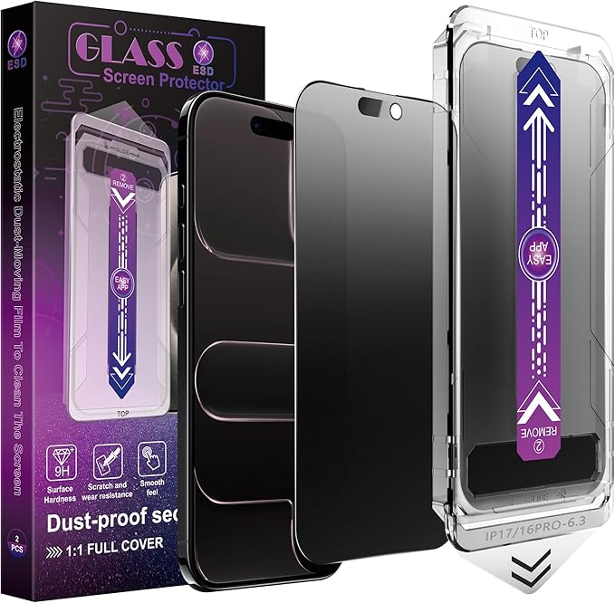 SHANG PIN JIA 2 Pack Matte Privacy Screen Protector for iPhone 17 Air 6.5-Inch Auto Dust Removal, No Bubbles,Anti-Spy Tempered Glass Film, Easy Installation