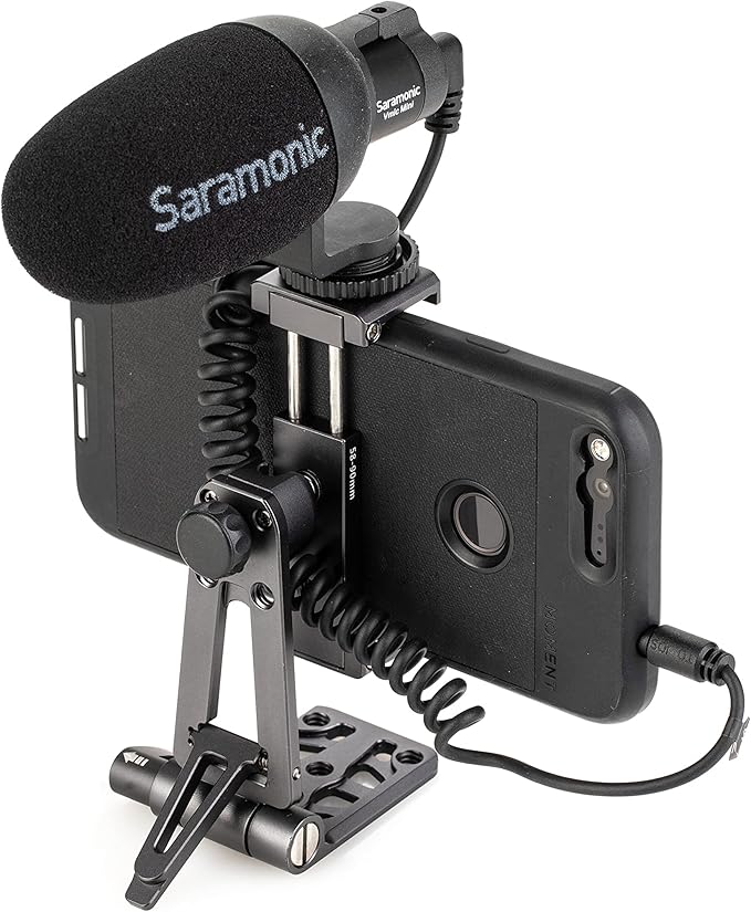 Benro Professional Smartphone Clamp with Arca-Swiss Plate, Tabletop Kickstand, Dual Cold Shoe Mounts & 360° Rotation for Content Creators, Vloggers & Live Streaming (ACSMKS)
