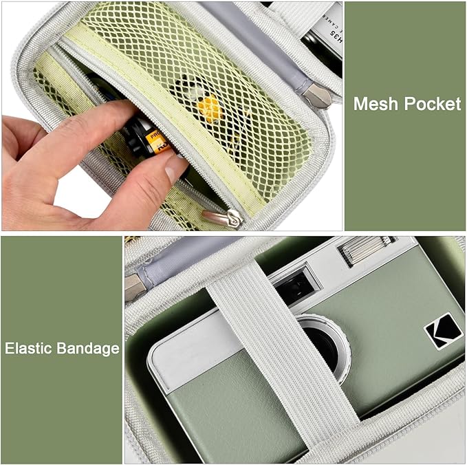 Grapsa Digital Camera Case Compatible with KODAK EKTAR H35 H35N Half Frame Film Camera, Storage Holder Organizer for Kodak Ultra F9 M35 M38 Paper Shoot kamera, 35mm Film Rolls (Box Only) - Green