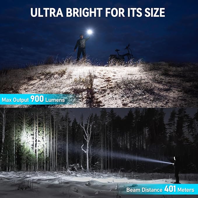 Wurkkos TS15 Mini AA Flashlight 900 Lumen, LED Rechargeable Flashlight with 401m Beam Distance, Compatible with AA Batteries, Compact & Bright Pocket Flashlight for Camping, Hiking, Emergency