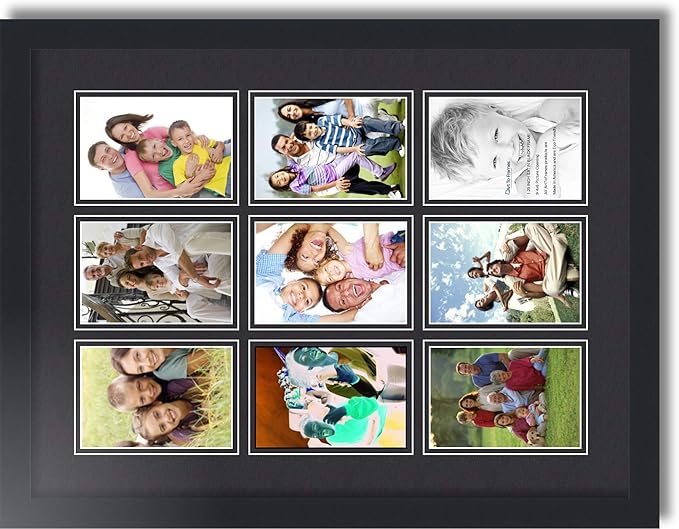 Art to Frames Double-Multimat-1047-89/89-FRBW26079 Collage Photo Frame Double Mat with 9-4x6 Openings and Satin Black Frame