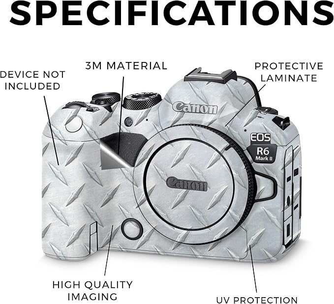Camera Skin Compatible with Canon EOS R6 Mark II Camera (2022) - Diamond Plate - Premium 3M Vinyl Protective Wrap Decal Cover - Easy to Apply | Crafted in The USA by MightySkins