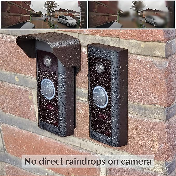 No Drill Rain Cover for Video Doorbell Wired (Model 5AT3T5) Hood Anti-Glare Shield Weather Protector Rain Protection No-Drill Weatherproof Snow Sun Shade Made in UK