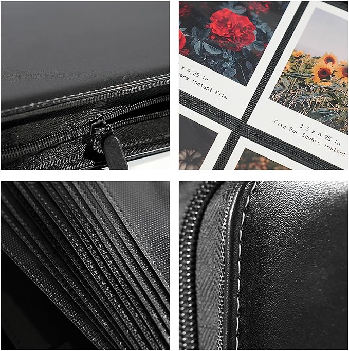 240 Pockets Portable Binder Large Photo Album Book For i-Type Square Polaroid Photos and Instax Wide Film Pictures (Black)