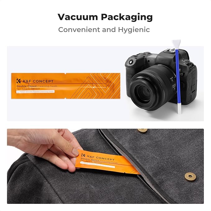 K&F CONCEPT 2-1 16mm APS-C Frame Sensor Cleaning Swab, Viewfinder Cleaning Swab, with 20ml Sensor Cleaner, DSLR Camera CMOS and CCD Sensor Cleaning Swab Kits Compatible with Nikon Sony Canon Camera