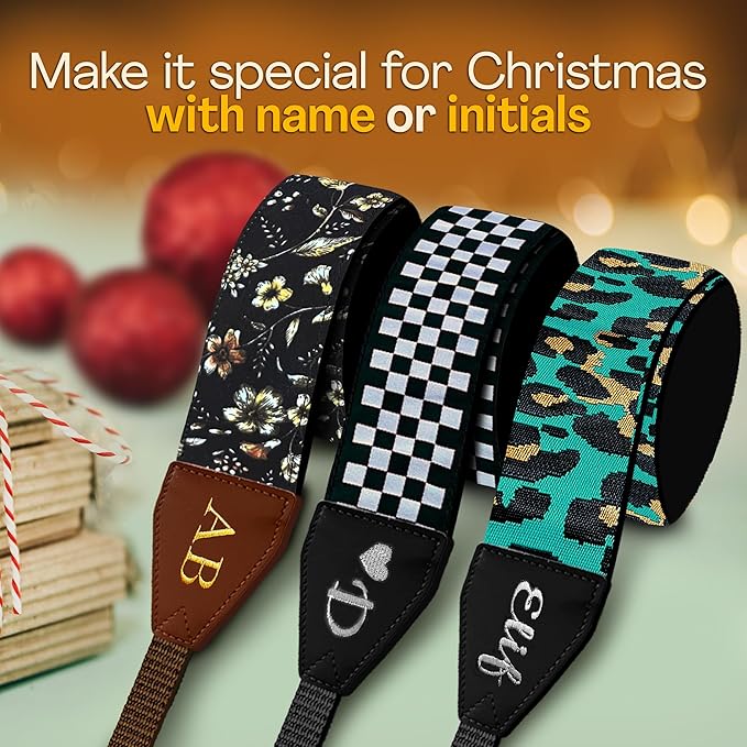 Art Tribute Camera Strap for All DSLR and Mirrorless Cameras. Add Your Name Or Initials Make It a Personalized Gift