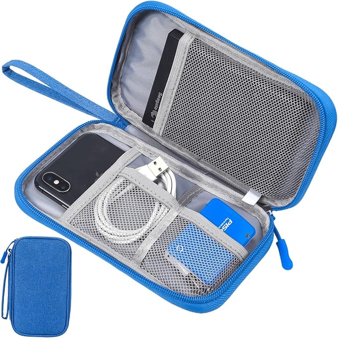 Travel Cord Organizer - Electronics Organizer Case, Cable Organizer Bag Pouch Waterproof Portable Accessories Case for Cord, Charger, Phone, Power Bank, Earphone (Blue)