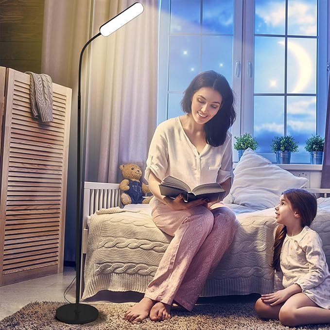 Floor Lamps, RGB Color Changing Dimmer Bright LED Floor Lamp with Stepless Adjustable 3000K-6000K, Smart Remote Control Modern Standing Floor Lamp for Bedroom, Reading, Gaming Room