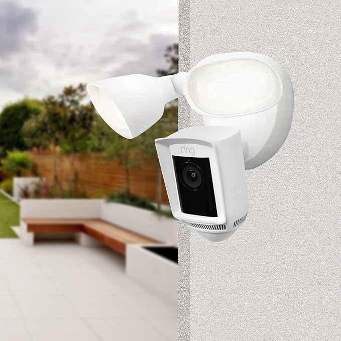 Silicone Skin Case Compatible with Ring Floodlight Cam Wired Pro - Sun Glare, UV & Weather Protection Skins Cover (White, 2 Pack)