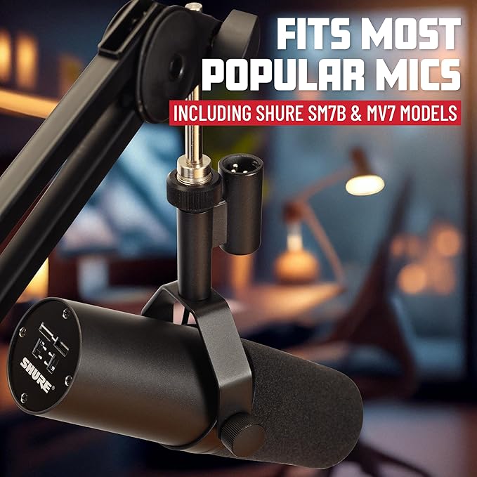 Gator Frameworks Deluxe Spring-loaded Desk-Mounted Microphone Boom Arm for Broadcasts, Podcasts, Content Creation, Live Streaming, & Similar Applications (GFWMICBCBM1000)