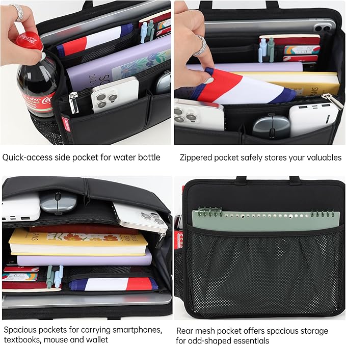 Small Rugged Organizer Insert for Briefcase Tote Shoulder Messenger Bag-19 Pockets,Durable Padded Nylon,Handle-Navy