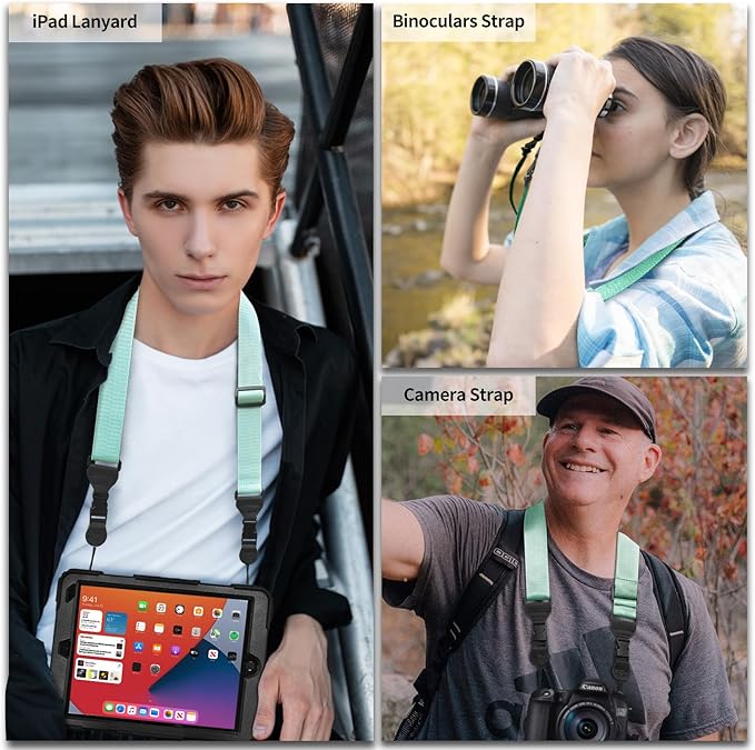 5 Pack Nylon iPad Strap, Adjustable Camera Neck Strap, Comfortable Shoulder Strap for iPad, Cellphone Tablet, Camera, Laptop, Binocular, Luggage Bag(Mint Green Universal Neck Lanyard)