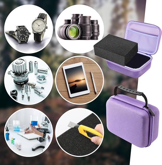 Relaxweex EVA Hard Case with Customizable Foam 7.1 x 4.7 x 3.1 Inch Protective EVA Carrying Case Shockproof Outdoor for Camera, Digital Products, Electronic Instruments with Knife, Purple