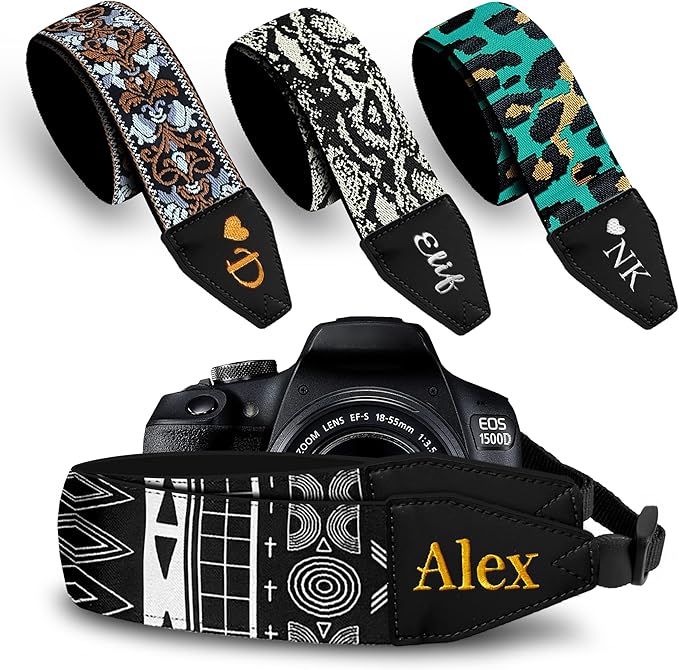 Art Tribute Camera Strap for All DSLR and Mirrorless Cameras. Add Your Name Or Initials Make It a Personalized Gift