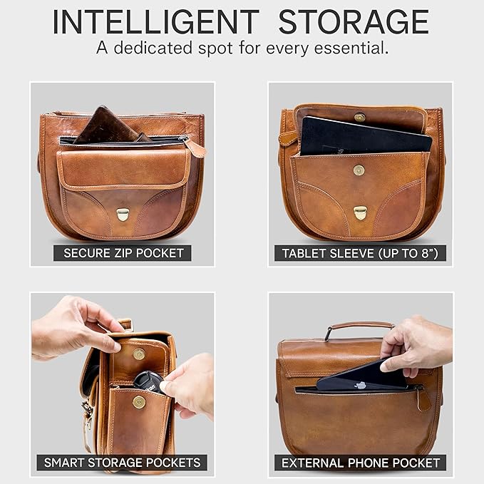 rofozzi Leather Camera Bag for Women, Vintage Crossbody Camera Bag with Removable Insert for Mirrorless & Small DSLR Cameras, Genuine Leather