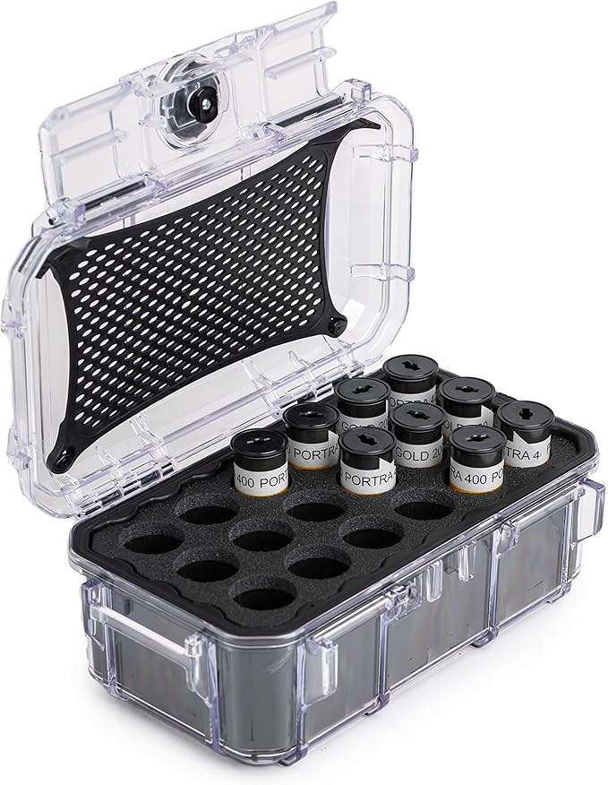 Evergreen 120mm Film Storage Case | Holds 18 Rolls of Medium Format Film | Preserve and Protect Your Film | Waterproof, Crushproof, & Freezer Safe (Film Not Included) (Clear)