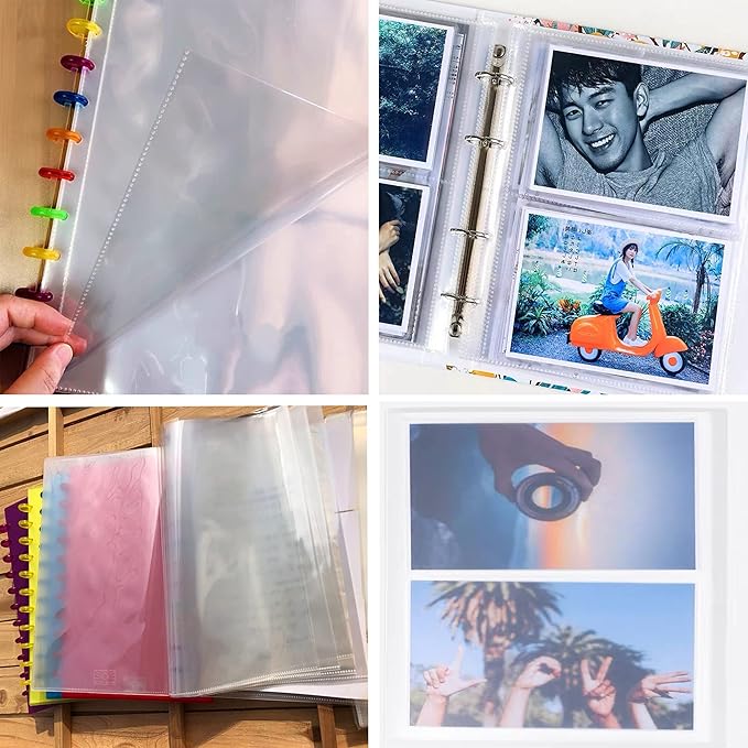 25 Pack Photo Album Refill Sheets, Photo Sleeve Inserts for 50 Photos, Photo Sleeves 5x7,7 Ring Binder Photo Pockets, Each Photo Page Holds Two Pictures, Archival Photo Sleeves,Photo Protectors