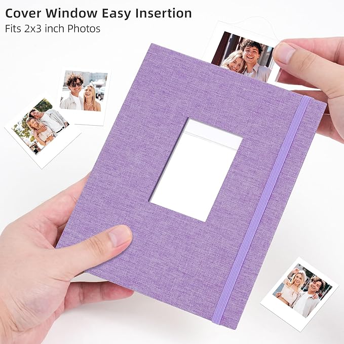 Vienrose Mini Polaroid Photo Album Book 208 Photos 2x3 Inch Pictures for Fujifilm Instax Mini 7s 8 9 11 25 26 40 50s 90 Evo Z2300 Instant Camera, Polaroid Snap Purple 1 Pack