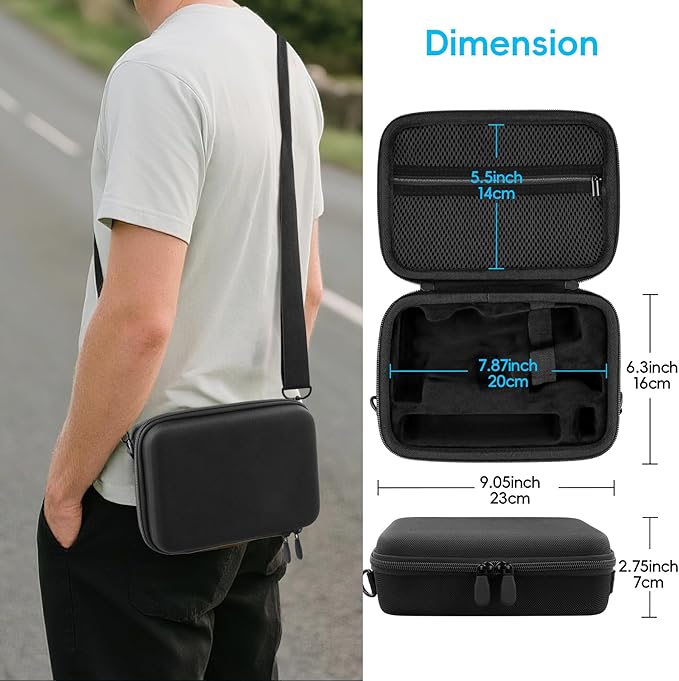 co2CREA Osmo Mobile 8/7P/7 Gimbal Stabilizer Hard Case - Waterproof Travel Storage Box with Custom Foam Insert & Mesh Pocket for DJI OM Mobile 7P Smartphone Gimbal, Accessories, Cables (Black Case)