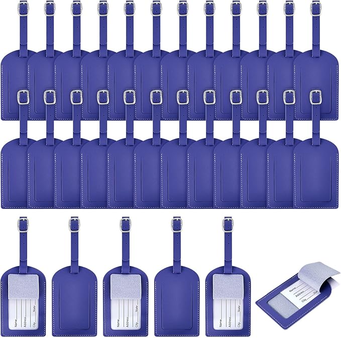 Dunzy 30 Pieces Leather Luggage Tag Women Identifiers Travel Suitcase Tags for Luggage Travel Backpack Bag Wedding Favors Women Men Adults Bulk