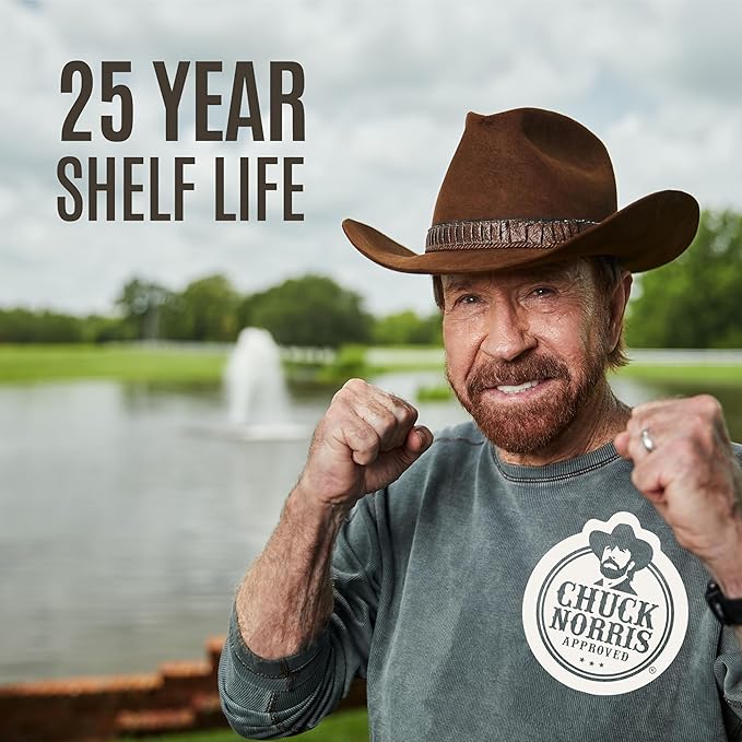 by Chuck Norris Roundhouse Provisions 3 Day, 26 servings Emergency Meal Kit, Grab-and-Go, Premade, Disaster Prep, Hiking, Survival, Adventure, Camping Food, 25 Year Shelf Life.