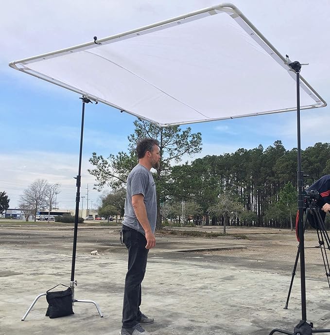 Glide Gear BFS 100 Butterfly Scrim – 4x4, 6x6, 8x8 Diffuser – 3 Nylon Silks, Quick-Setup Frame, C-Stand Clamps Included