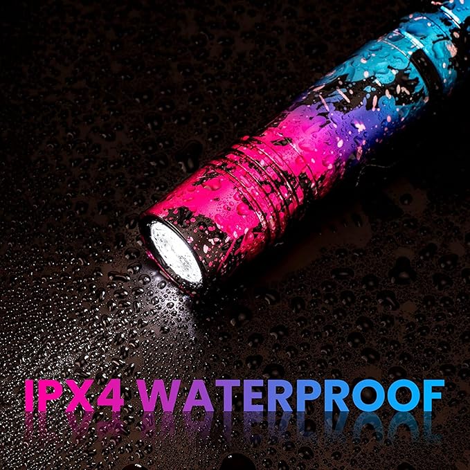 ULTRAFIRE Rechargeable Small LED Flashlight 800 Lumens 5 Modes Mini Tactical EDC Flash Light, Waterproof Pocket Flashlight for Kids Camping Outdoor (Pink)