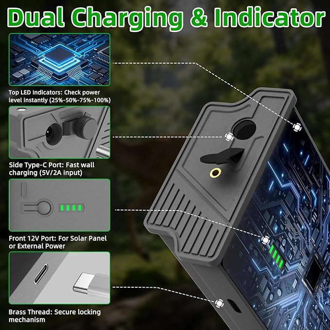 6.0Ah Lithium Battery Pack Compatible with Tactacam Reveal X Gen 3.0 2.0, Pro 3.0, SK, XB, Ultra Trail Cameras, 7.4V 44.4Wh Rechargeable Replacement for Reveal Battery with Solar Support