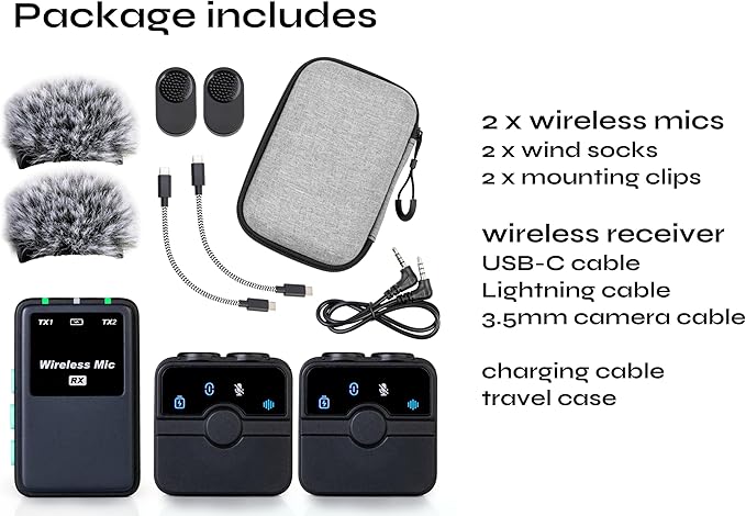 Creatormic Voice-enhancing Mini Wireless Lavalier Microphones for Iphone, Android, Camera - Limiter, Voice Eq, Noise Cancel, Magnetic Mount – 2 Pack Lapel Mics for Youtube, Vlogging, Streaming, Tiktok