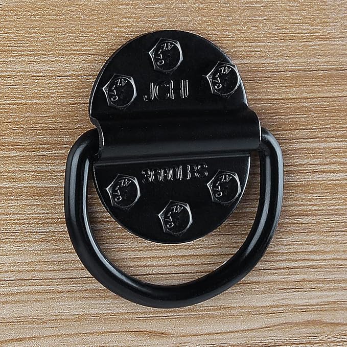 D-Rings Tie Downs Anchors Heavy Duty Steel 3600 Pound Capacity Lashing Rings for Loads on Trailers Trucks RV Campers Vans ATV SUV Boats Tie Down Ring with Screws&Bolts (6-Packs)