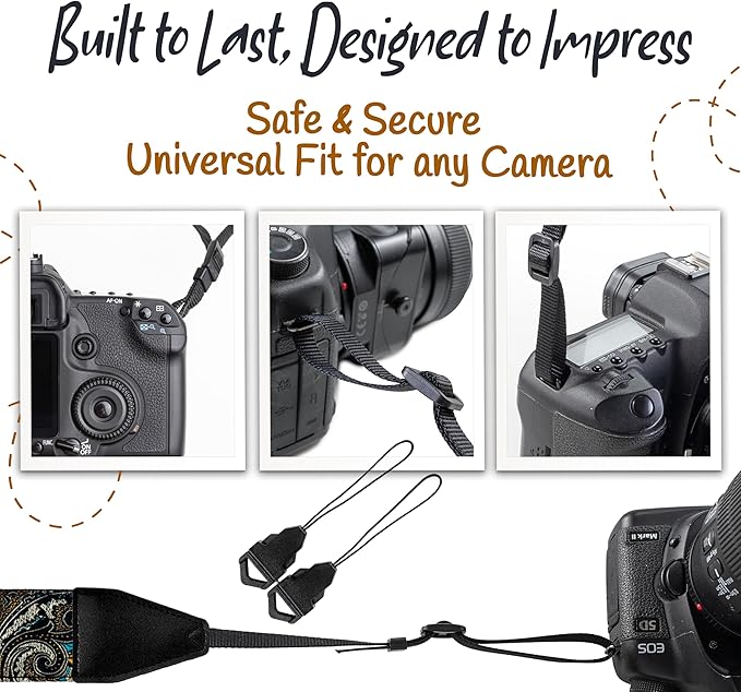 Art Tribute Camera Strap for All DSLR and Mirrorless Cameras. Add Your Name Or Initials Make It a Personalized Gift