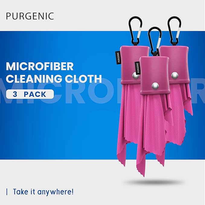 Microfiber Cloth & Glasses Wipes (3 Pack) Lens & Glasses Cleaning Cloth - Eyeglass Cleaner - Camera Lenses & Gadget Delicate Screens - Pink