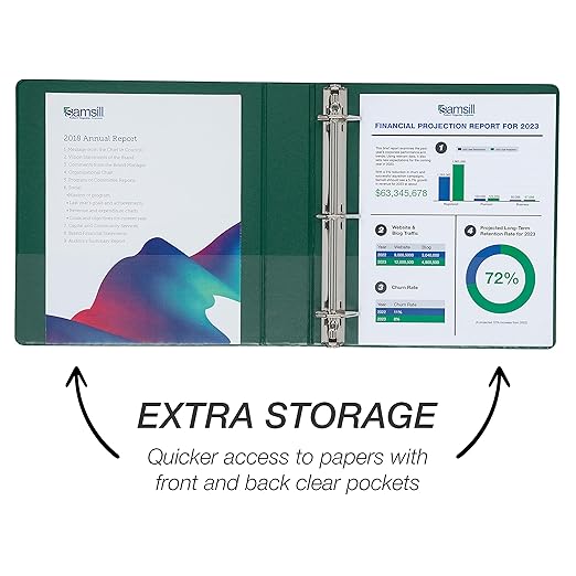 Samsill Durable 1.5 inch 3 Ring Binder, Made in USA, D Ring Binder, FSC 100% Recycled Chipboard, Green, 4 Pack