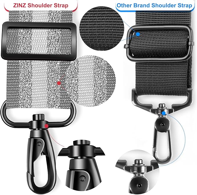 ZINZ 74" Shoulder Strap with Fixed Pad and Dual Balanced Buckles，Gray Silver Jacquard