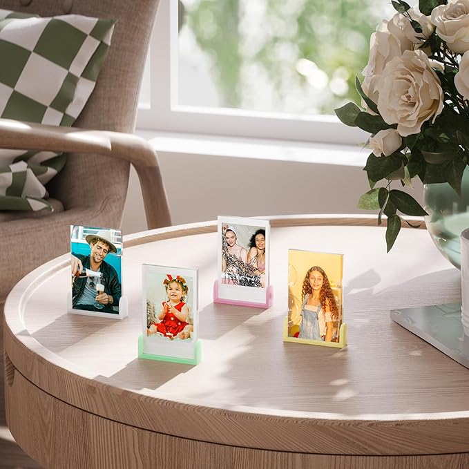 Janaden Instax Mini Polaroid Frames for Fujifilm Instax Mini Films, 2x3 Small Picture Frame, Cute Polaroid Photo Frame for Wallet Size Pictures Display, Desktop Little Photos Holder 6 Pack(3 Colors)