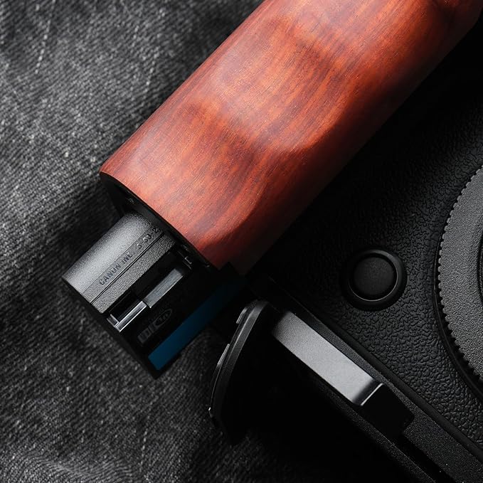 RYDSCAM Camera Handle, Compatible with Canon EOS R6 Mark III, Camera Specific Precious Solid Wood Grip, Original Anti-Slip Finger Grooves, Large-Area Microfiber Flocking (Red Sandalwood Black)