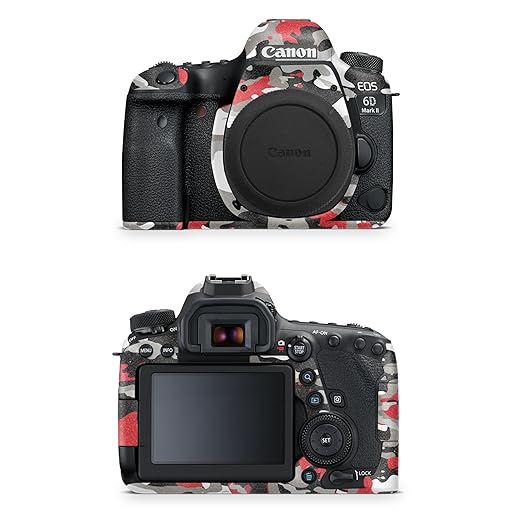 Glossy Glitter Camera Skin Compatible with Canon EOS 6D Mark II Camera (2017) - Red Camo - Premium 3M Vinyl Protective Wrap Decal Cover - Easy to Apply | Crafted in The USA by MightySkins