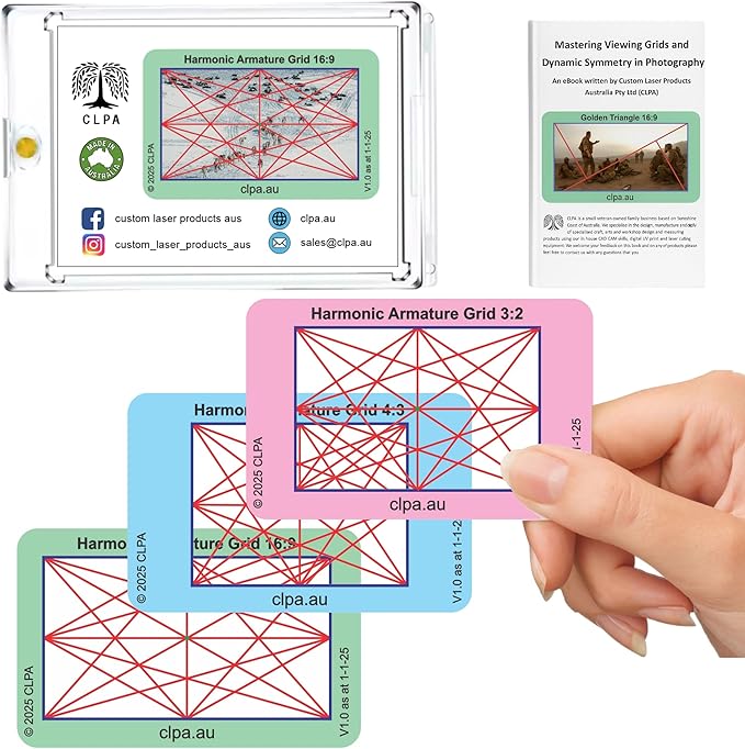 CLPA Harmonic Armature Viewfinder: Credit Card-Sized Composition Grids for Video, Photography & Art in 4:3, 3:2, & 16:9