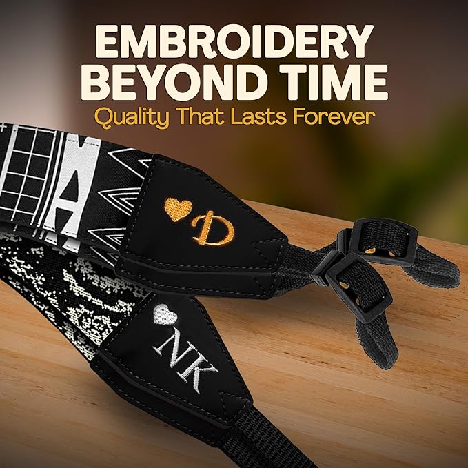 Art Tribute Camera Strap for All DSLR and Mirrorless Cameras. Add Your Name Or Initials Make It a Personalized Gift