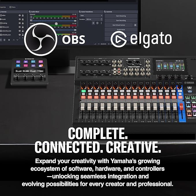 Yamaha MGX16 22ch Digital Mixing Console, Dual USB-C Audio Interface, Includes Cubase Al, WaveLab Cast LE, Basic FX Suite and Steinberg Plus Software Bundle, Black MGX16 B