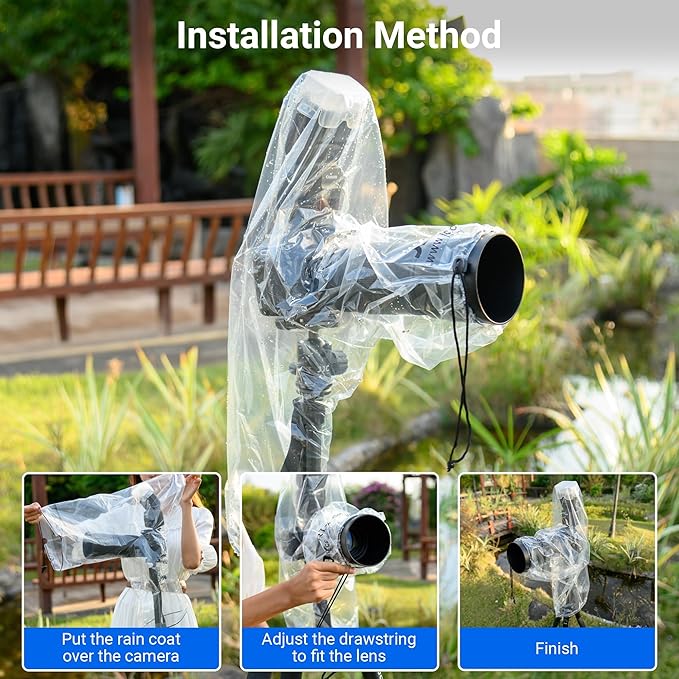 2 Pack 18" Long Camera Rain Cover with Flash Dust Sleeve Protector for Canon EOS R5 R6 Rp 5D 6D 7D 90D 80D 77D 70D Z7II Z6II Z5 Z50 D850 D810 D780 D750 D610 D500 D3500 D5600 D7500
